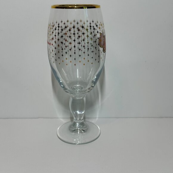 Stella Artois Glass with Gold Rim and Stars / Enjoy The Present Drinking Glass - Picture 5 of 8